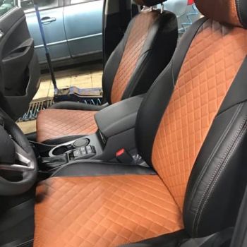 Авточехлы Автопилот Чёрный коричневый Ромб